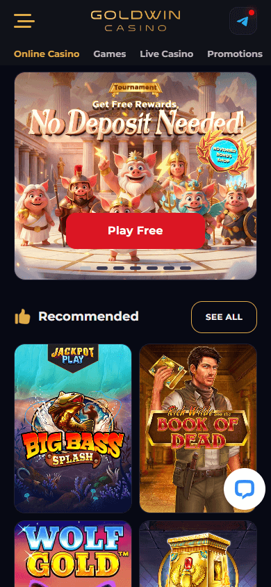 Goldwin Casino Mobile screenshot
